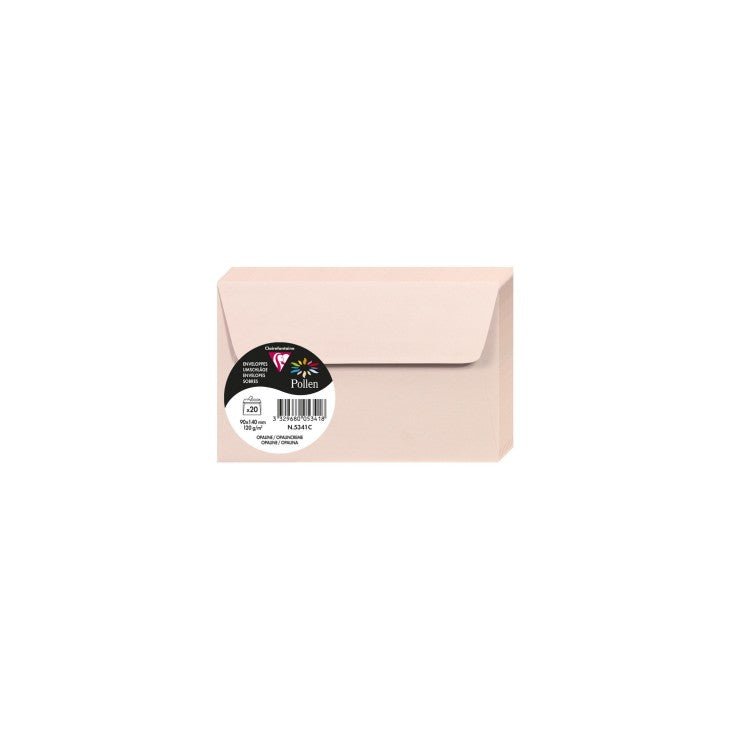 20 enveloppes CLAIREFONTAINE Pollen - 90 x 140 mm - 120 g/m² - Opaline - 3329680053418