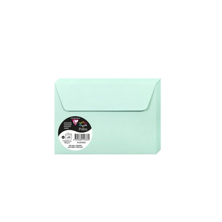 20 enveloppes CLAIREFONTAINE Pollen - C6 (114 x 162 mm) - 120 g/m² - Vert jade - 3329680553369