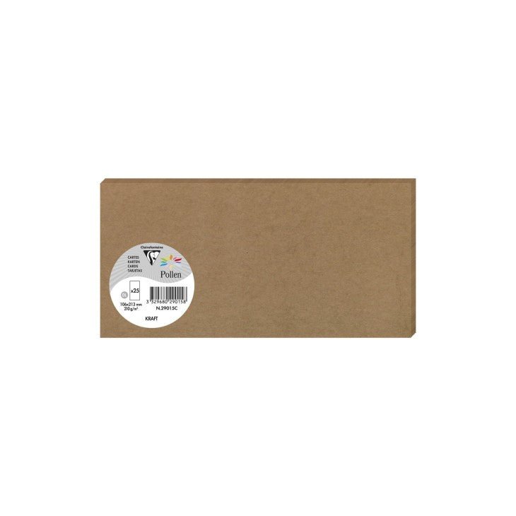 25 cartes CLAIREFONTAINE Pollen - 106 x 213 mm - 210 g/m² - Kraft - 3329680290158
