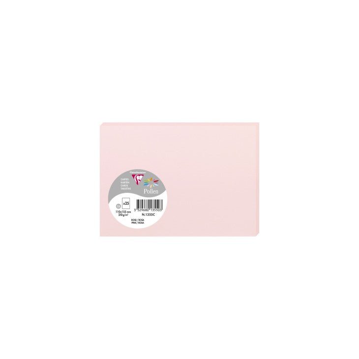25 cartes CLAIREFONTAINE Pollen - 110 x 155 mm - 210 g/m² - Rose - 3329680135503