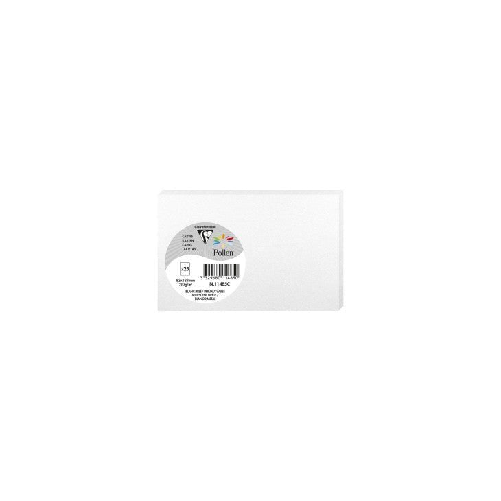 25 cartes CLAIREFONTAINE Pollen - 82 x 128 mm - 210 g/m² - Blanc irisé - 3329680114850