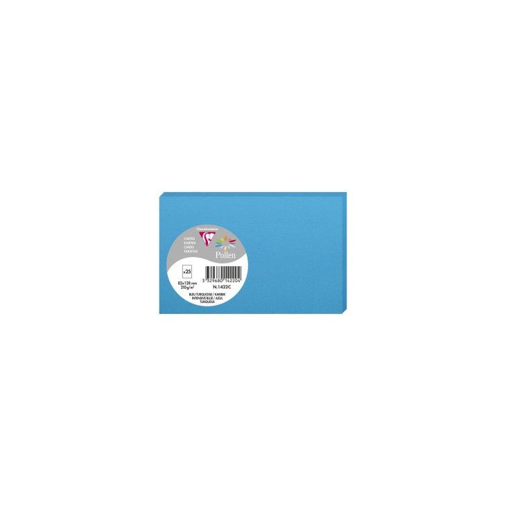 25 cartes CLAIREFONTAINE Pollen - 82 x 128 mm - 210 g/m² - Bleu turquoise - 3329680142204