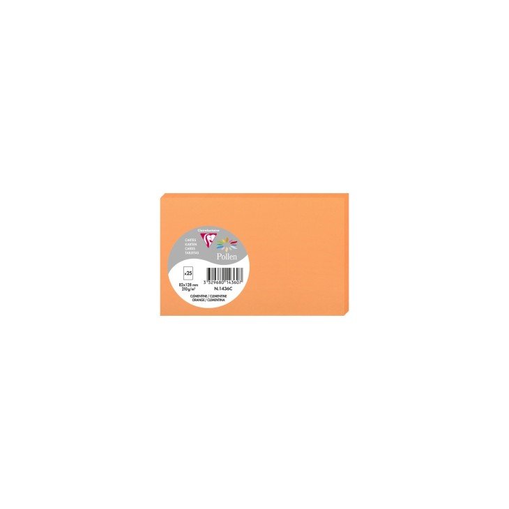 25 cartes CLAIREFONTAINE Pollen - 82 x 128 mm - 210 g/m² - Clémentine - 3329680143607