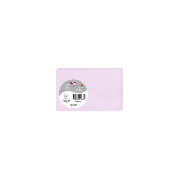 25 cartes CLAIREFONTAINE Pollen - 82 x 128 mm - 210 g/m² - Lilas - 3329680014785
