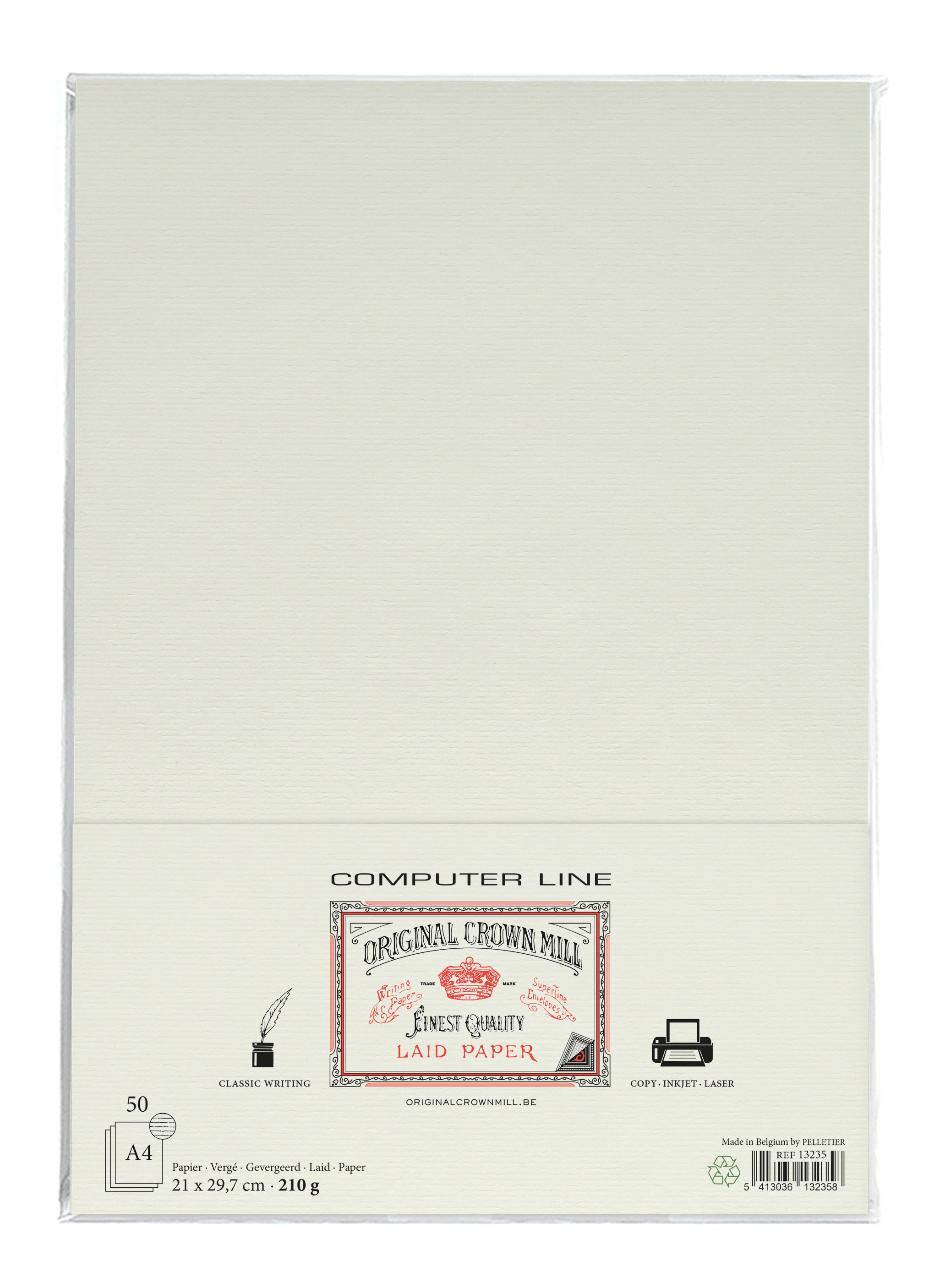 50 feuilles ORIGINAL CROWN MILL Vergé 210g - A4 - 210 g/m² - Crème - 5413036132358