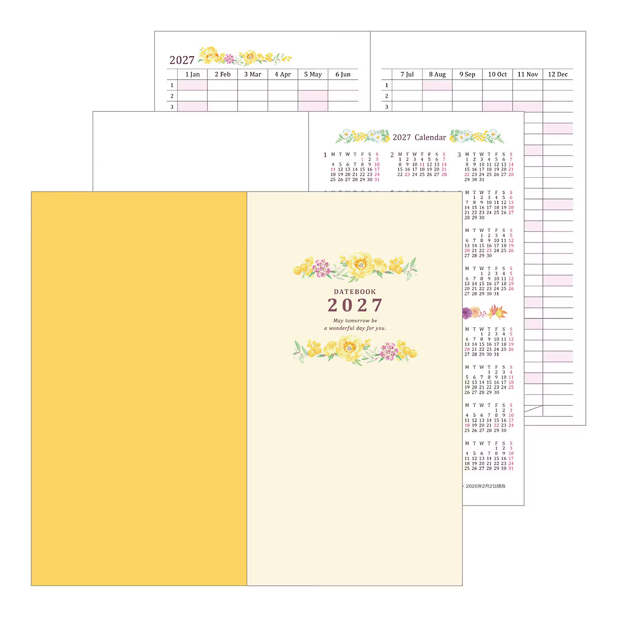 Agenda 2027 MIDORI Pocket Diary - Slim - Fleur
