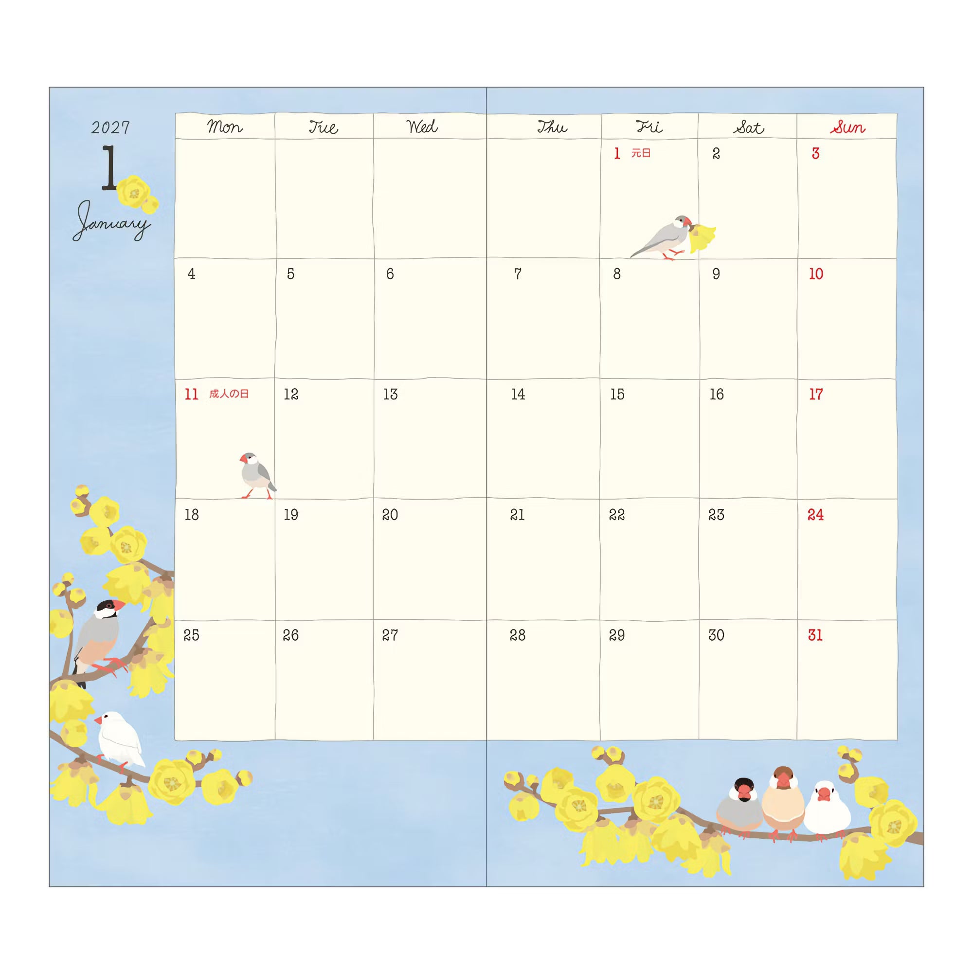 Agenda 2027 MIDORI Pocket Diary - Slim - Oiseau