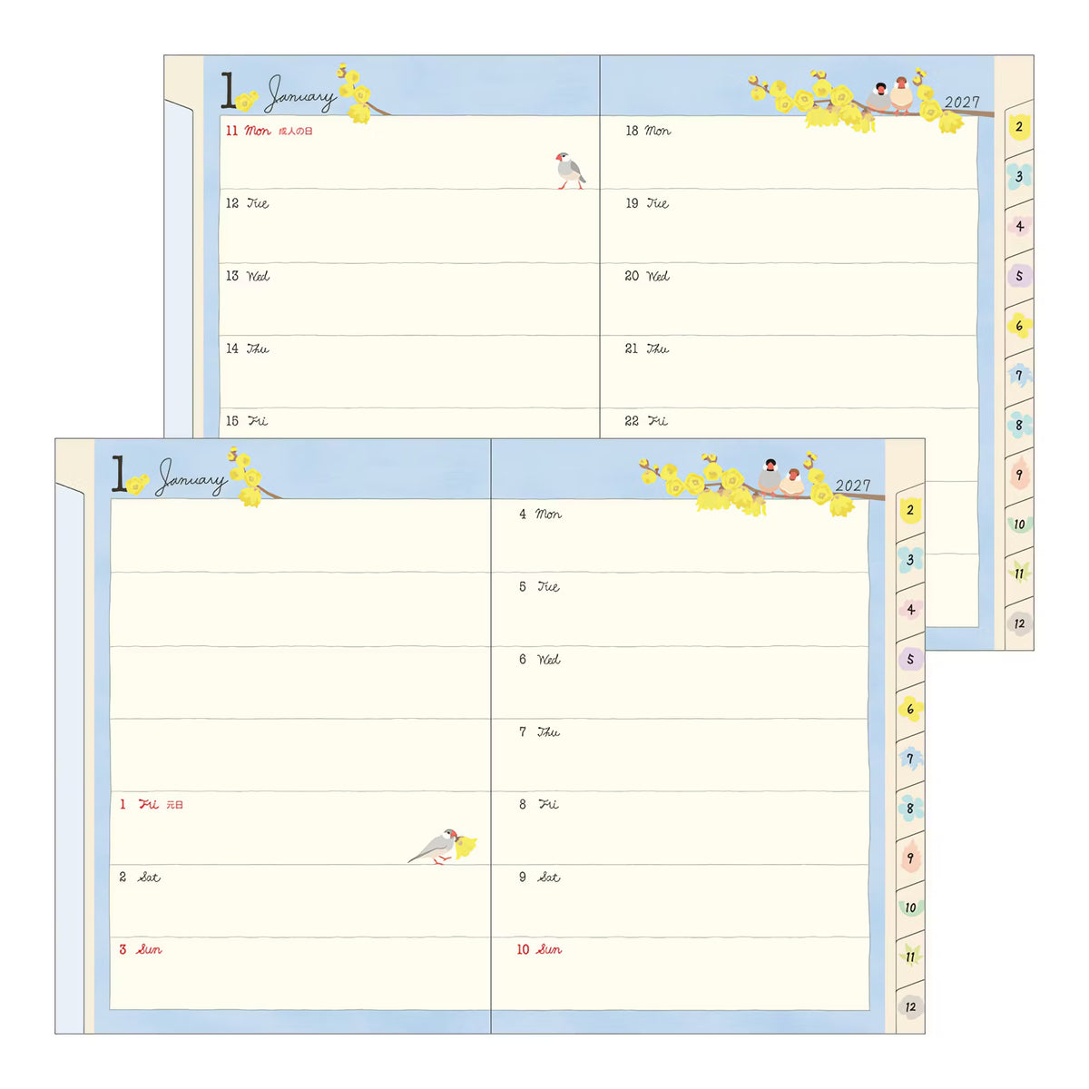 Agenda 2027 MIDORI Pocket Diary - A6 - Oiseau