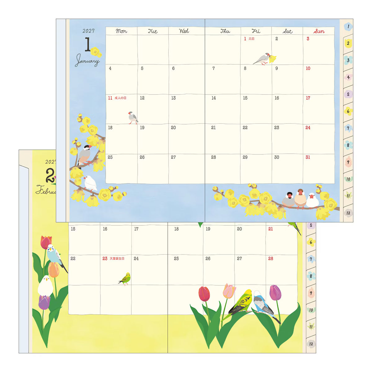 Agenda 2027 MIDORI Pocket Diary - A6 - Oiseau