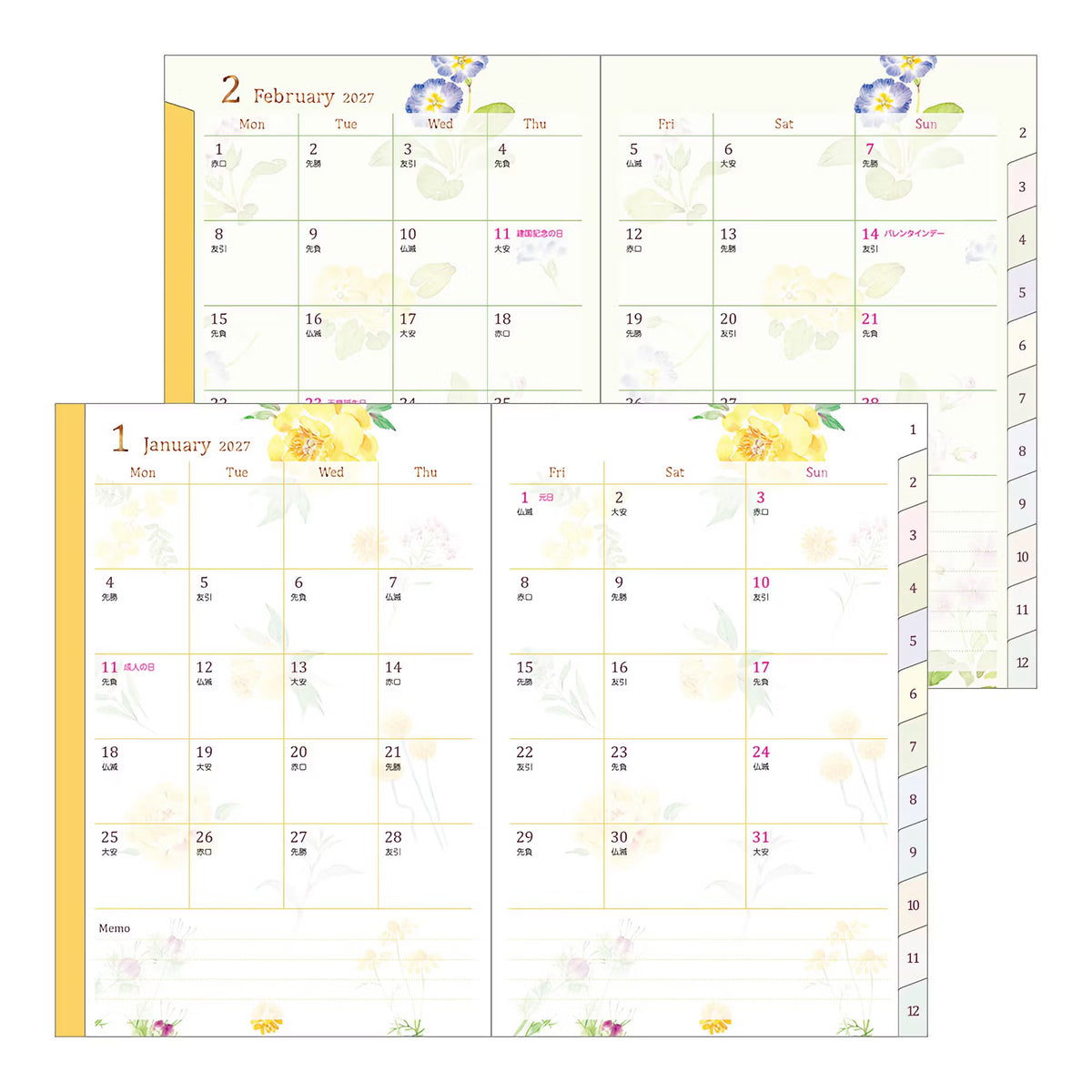Agenda 2027 MIDORI Pocket Diary - B6 - Fleur