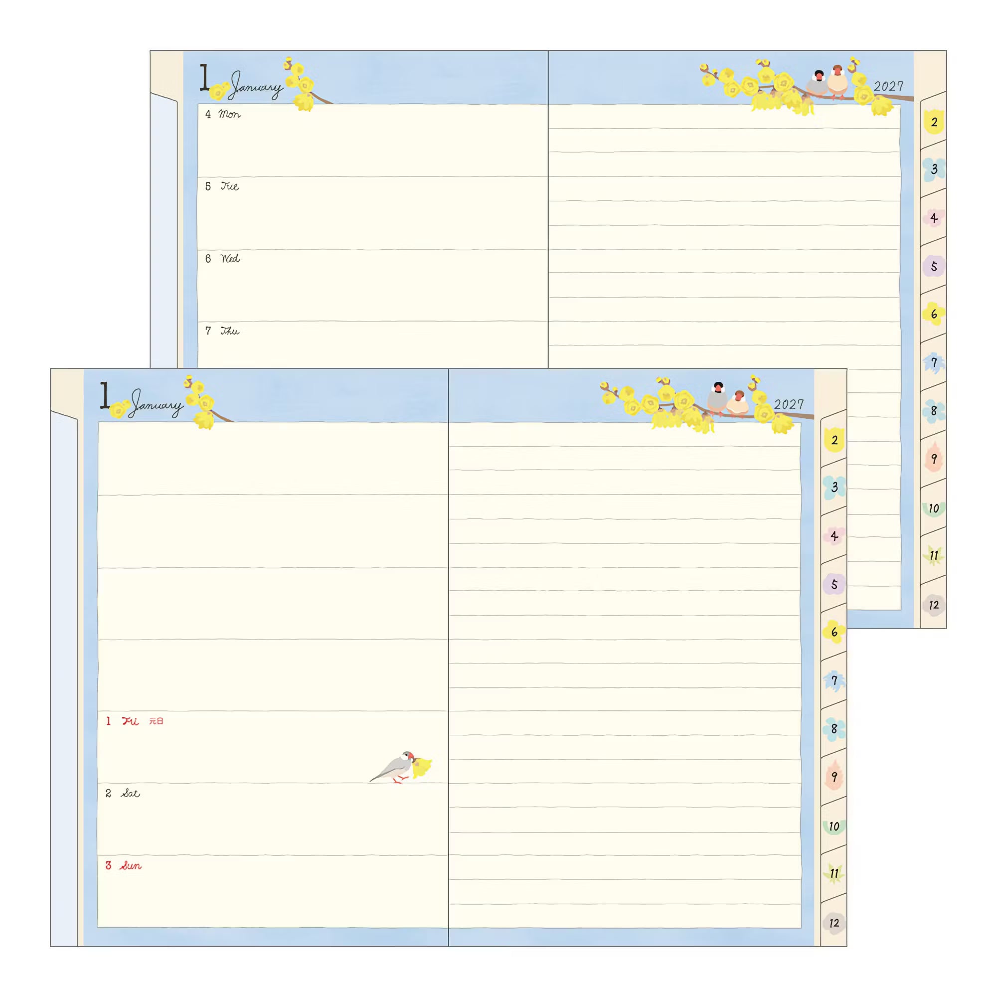 Agenda 2027 MIDORI Pocket Diary - B6 - Oiseau