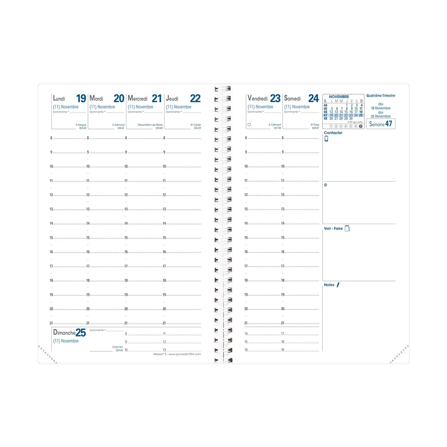 Agenda 2025 QUO VADIS Affaires S Club - 1 semaine sur 2 pages - 10 x 15 cm - Bronze - 3371010476008