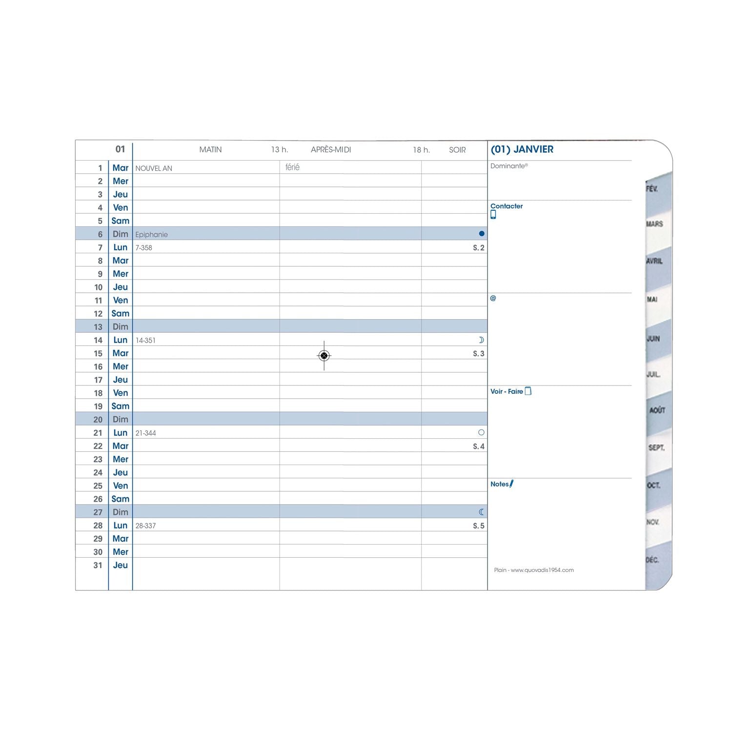 Agenda 2025 QUO VADIS Plain Impala - Mensuel - 10 x 15 cm - Bleu océan - 3371010481026