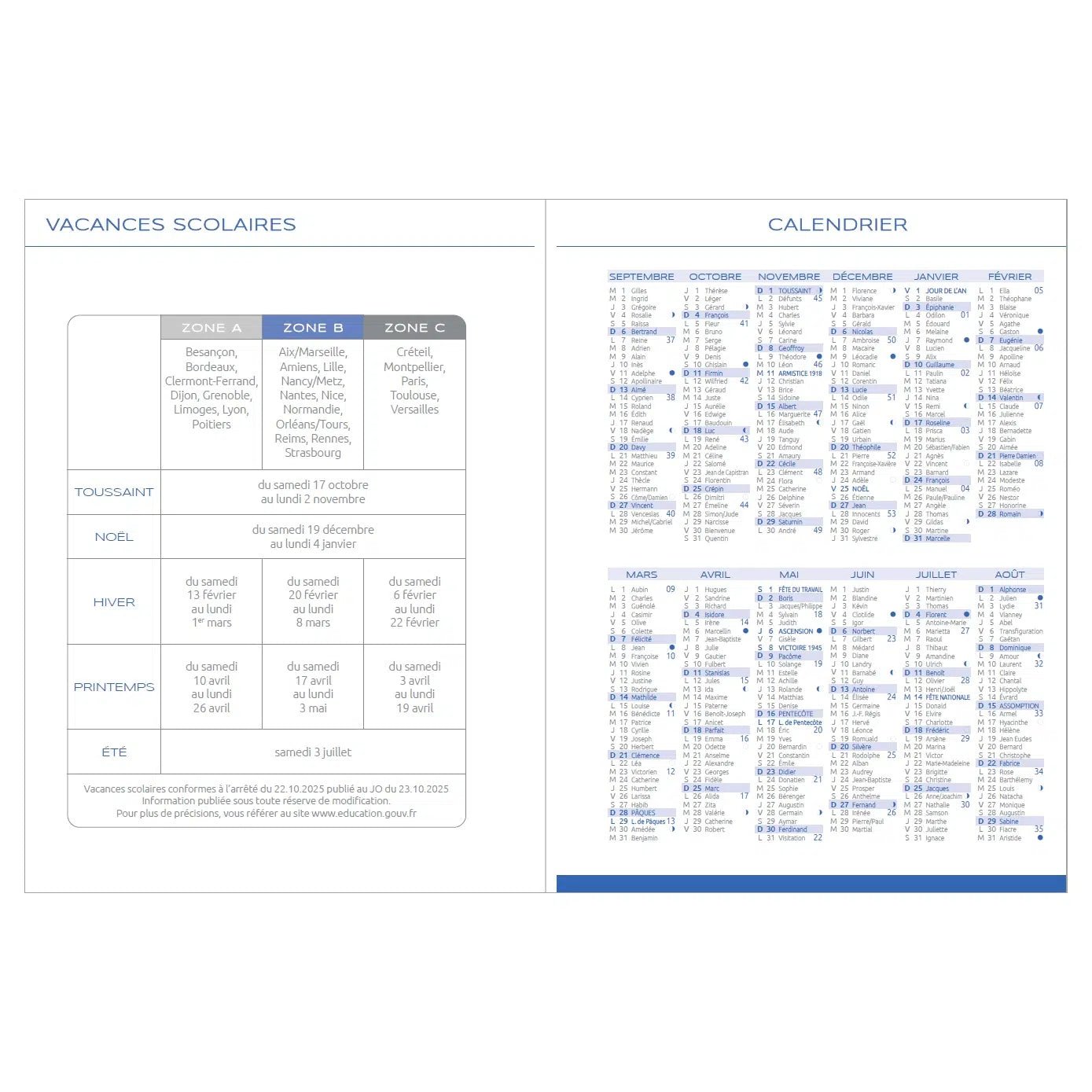 Agenda 2026 - 2027 ÉPOPÉE Victoire - A5 - 1 semaine sur 2 pages - Orientation verticale - Liberty - 3760281972515