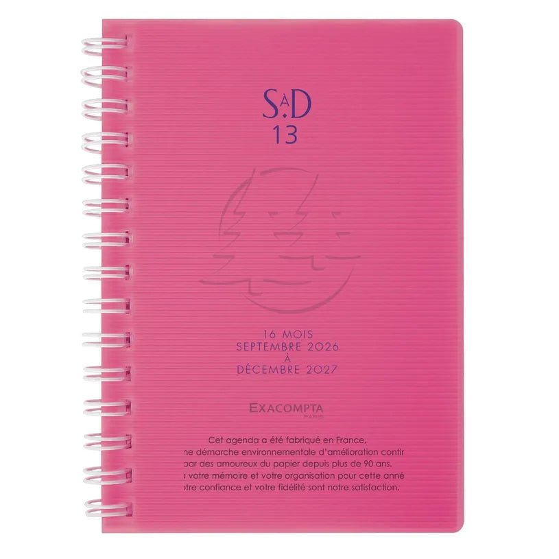 Agenda 2026 - 2027 EXACOMPTA SAD 13S - 9 x 13 cm - 1 semaine sur 2 pages - Orientation verticale - Linicolor rose - 3660942009560