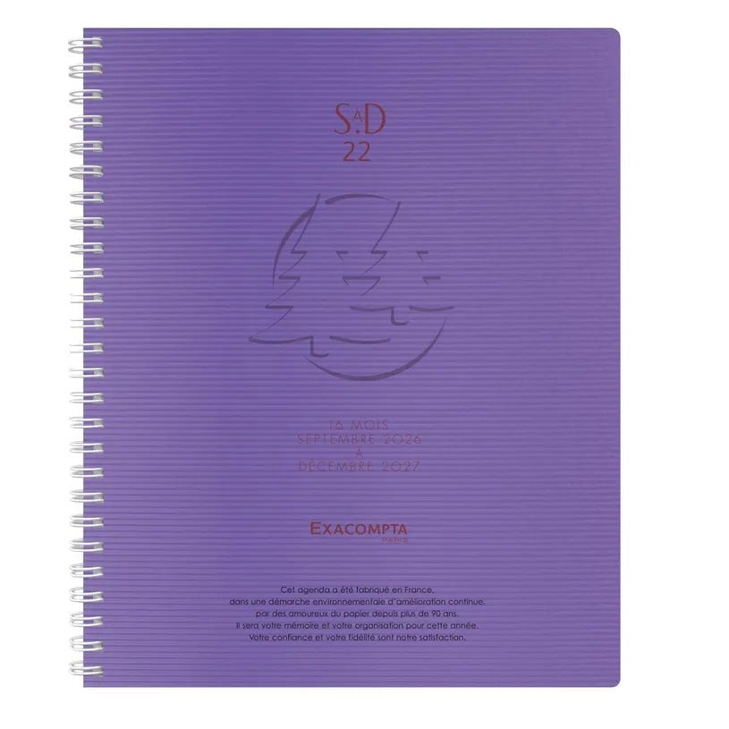 Agenda 2026 - 2027 EXACOMPTA SAD 22S - 18,5 x 22,5 cm - 1 semaine sur 2 pages - Orientation verticale - Linicolor violet - 3660942011501