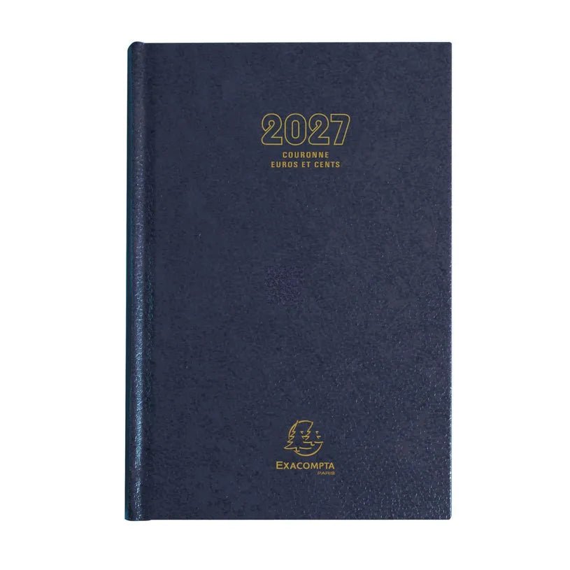 Agenda 2027 EXACOMPTA Couronne Euros et cents - 11 x 17 cm - 1 jour par page - Orientation horizontale - Bleu - 3660942007757