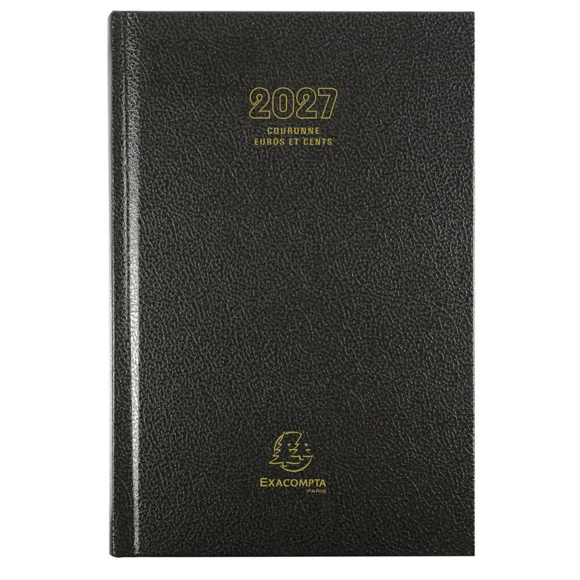 Agenda 2027 EXACOMPTA Couronne Euros et cents - 11 x 17 cm - 1 jour par page - Orientation horizontale - Noir - 3660942007740