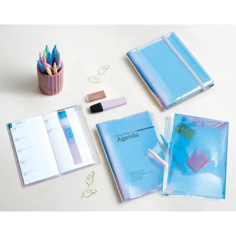 Agenda 2027 EXACOMPTA EasyTime 21S - 15 x 21 cm - 1 semaine + notes - Orientation horizontale - Iris iridescent - 3660942091800