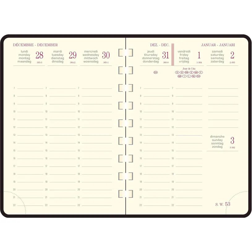 Agenda 2027 EXACOMPTA Eurotime 13S - 9 x 13 cm - 1 semaine sur 2 pages - Orientation verticale - Swan bleu canard - 3660942033619