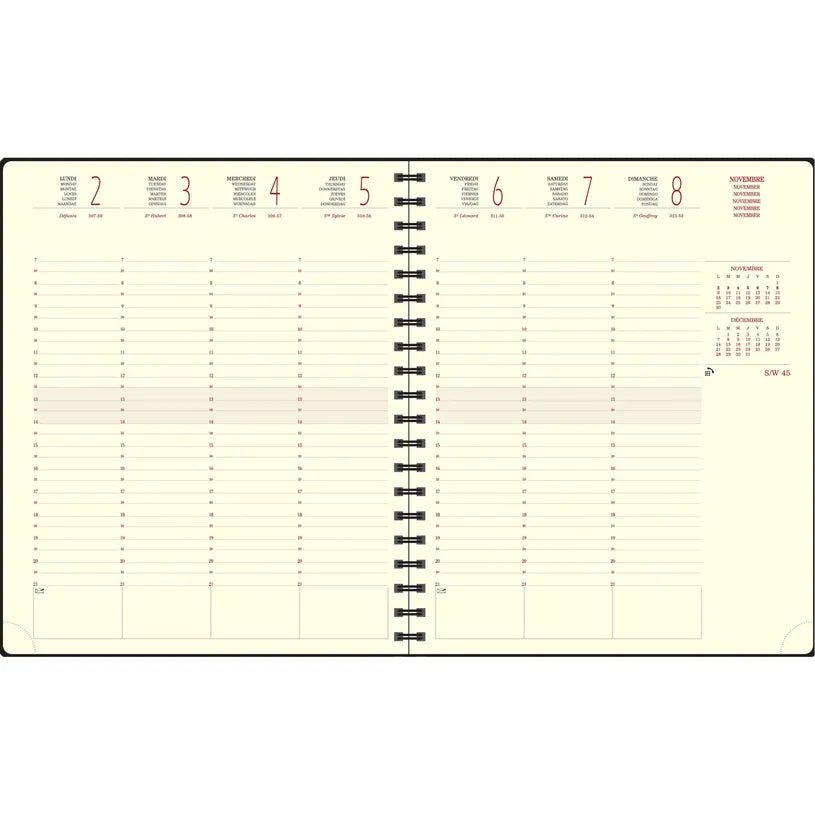 Agenda 2027 EXACOMPTA Eurotime 22S - 18,5 x 22,5 cm - 1 semaine sur 2 pages - Orientation verticale - Duo Kaa noir - 366094204801