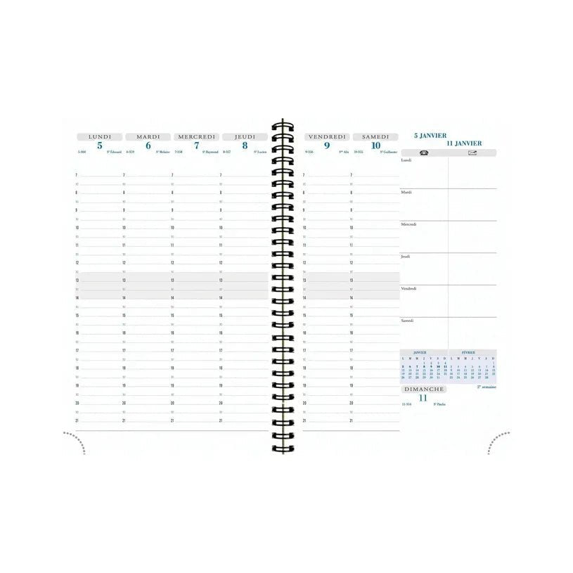 Agenda 2027 EXACOMPTA Horizons 20S - 15 x 21 cm - 1 semaine sur 2 pages - Orientation verticale - Swan bleu canard - 3660942124386