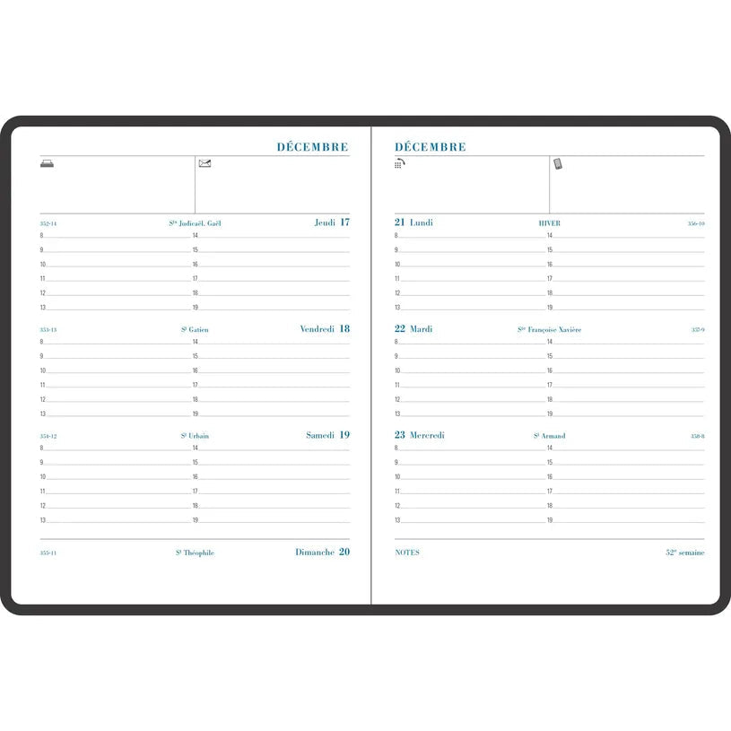 Agenda 2027 EXACOMPTA Semainier Pratic 19 - 14 x 18 cm - 1 semaine sur 2 pages - Orientation horizontale - Barbara bleu - 3660942002165