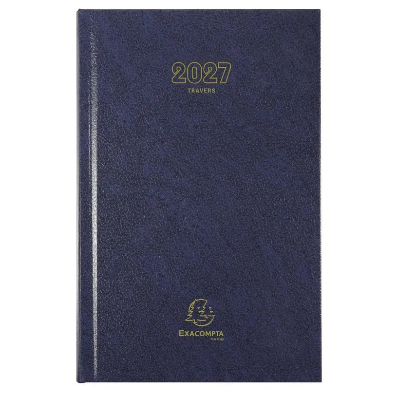 Agenda 2027 EXACOMPTA Travers - 13,5 x 21 cm - 1 jour par page - Orientation verticale - Bleu - 3660942007580