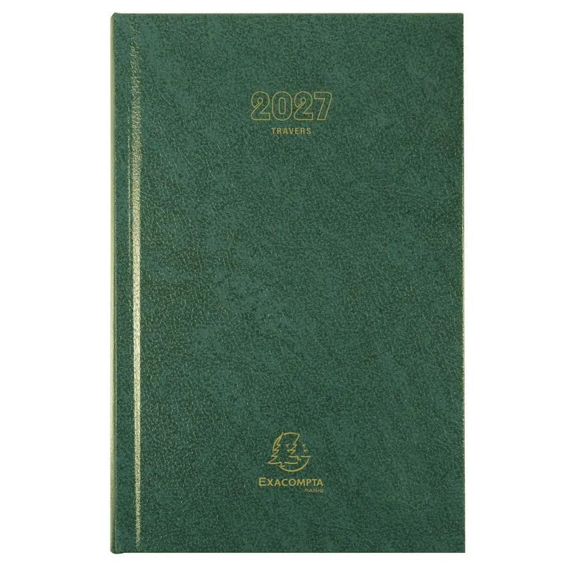 Agenda 2027 EXACOMPTA Travers - 13,5 x 21 cm - 1 jour par page - Orientation verticale - Vert - 3660942007580