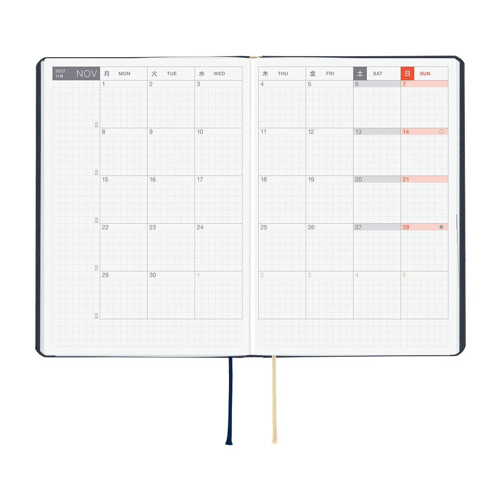 Agenda 2027 HOBONICHI HON - A6 - Slash (Navy) -