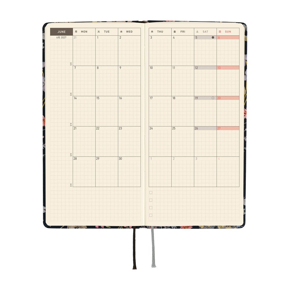 Agenda 2027 HOBONICHI Techo Weeks - Liberty Fabrics : Floral Remedy -