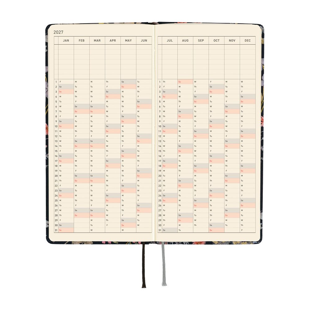 Agenda 2027 HOBONICHI Techo Weeks - Liberty Fabrics : Floral Remedy -