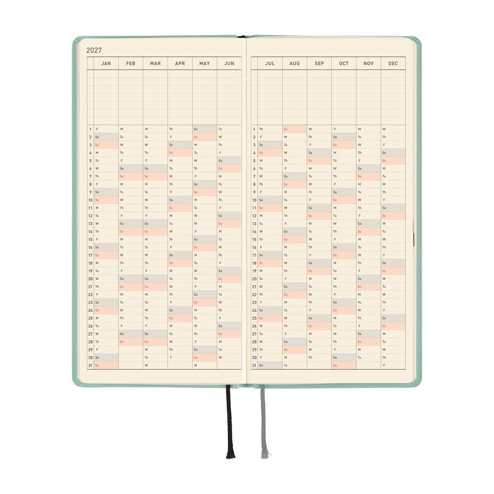 Agenda 2027 HOBONICHI Techo Weeks - Paper Series : Frosty Jade -