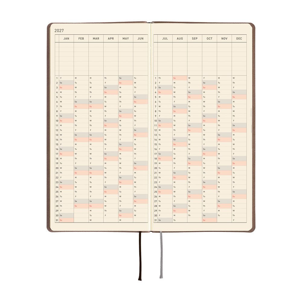 Agenda 2027 HOBONICHI Techo Weeks - Smooth : Café au Lait -