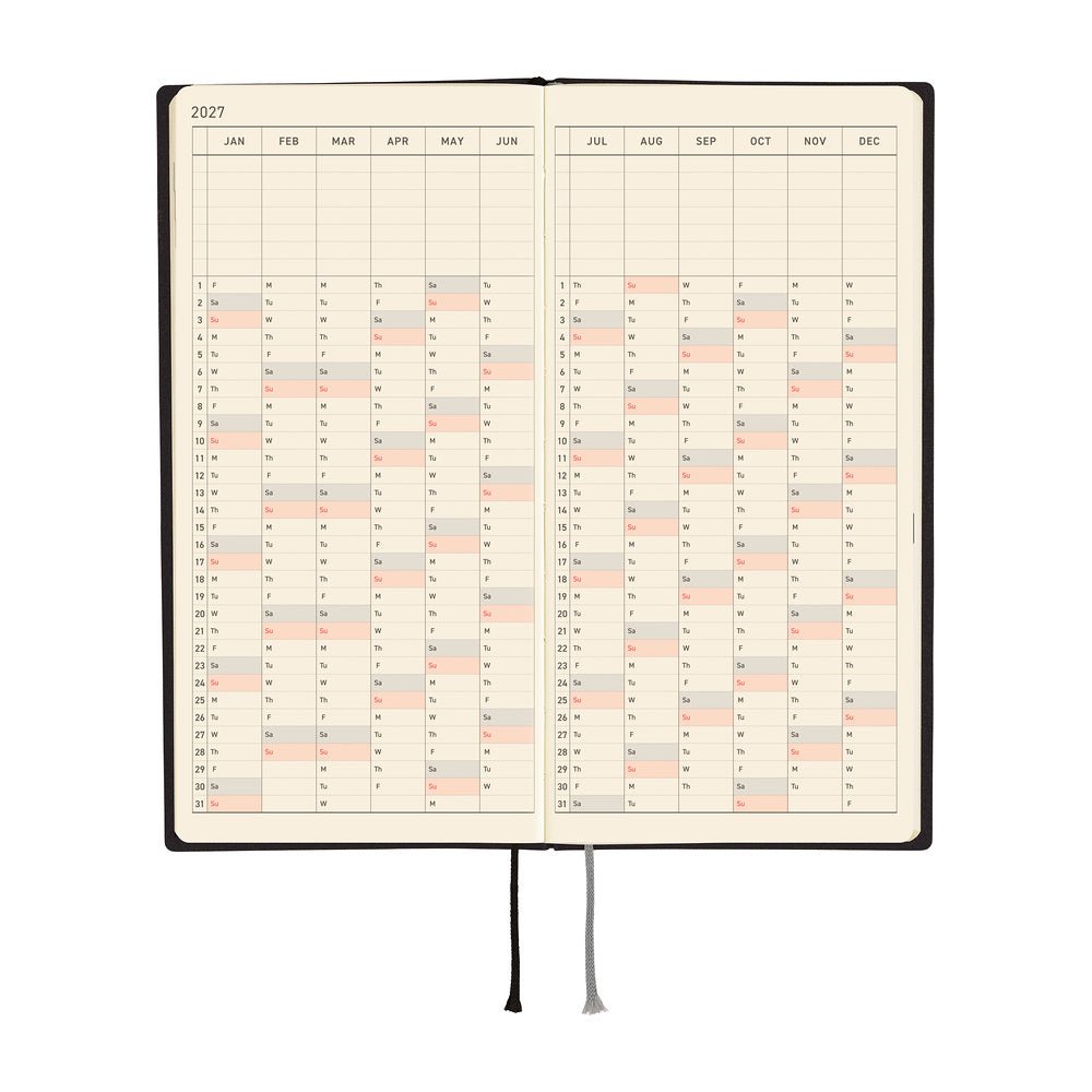 Agenda 2027 HOBONICHI Techo Weeks - White Line : Black -