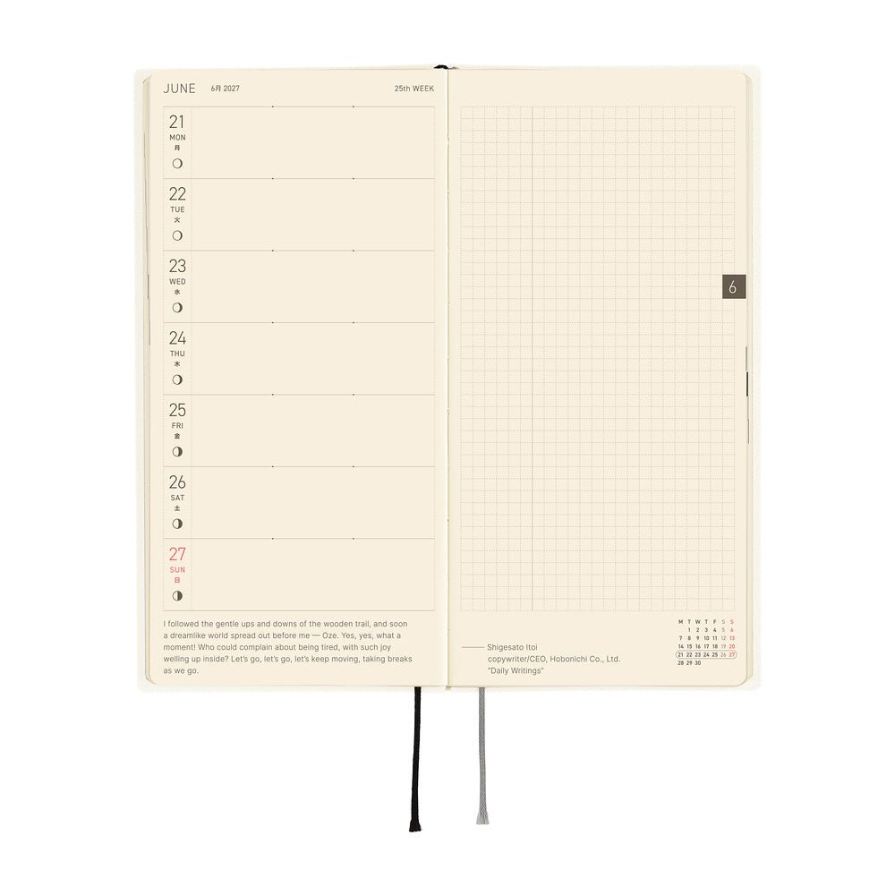 Agenda 2027 HOBONICHI Techo Weeks - White Line : Ivory -