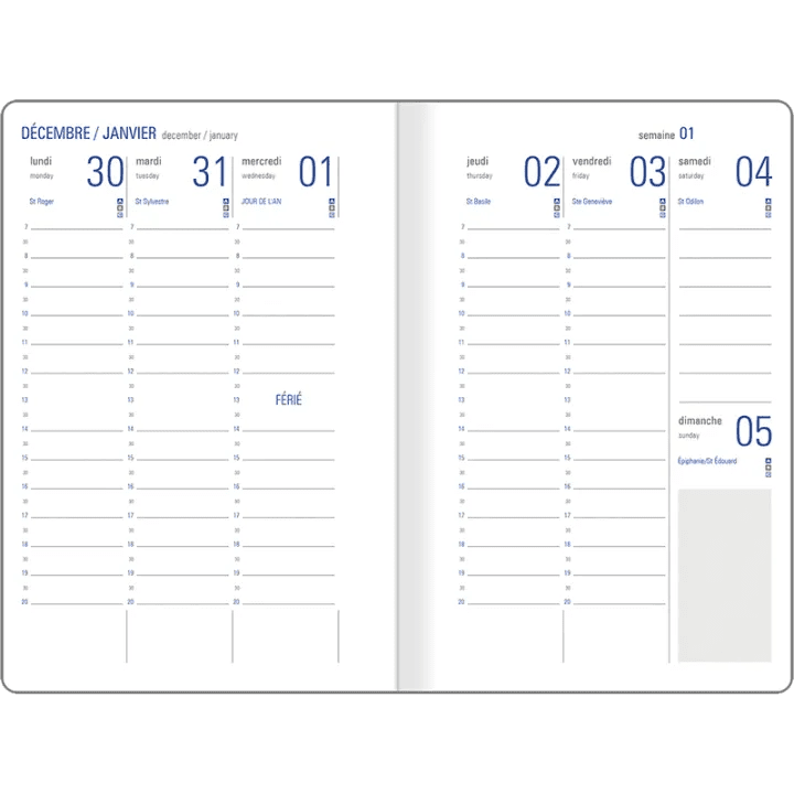 Agenda 2027 OBERTHUR Odessa - 10 x 15 cm - 1 semaine sur 2 pages - Orientation verticale - Marron - 3664447229010