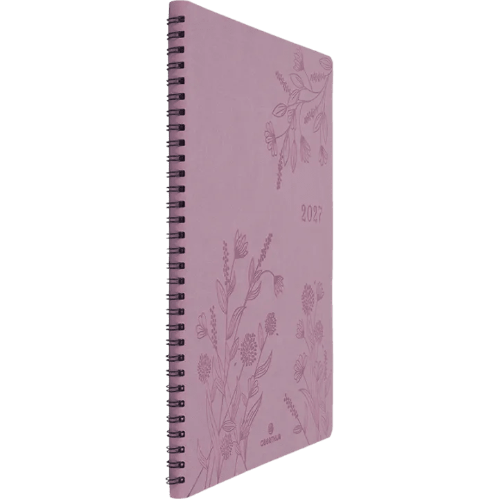 Agenda 2027 OBERTHUR Primrose - 21 x 27 cm - 1 semaine sur 2 pages - Orientation verticale - Bois de rose - 3664447229317