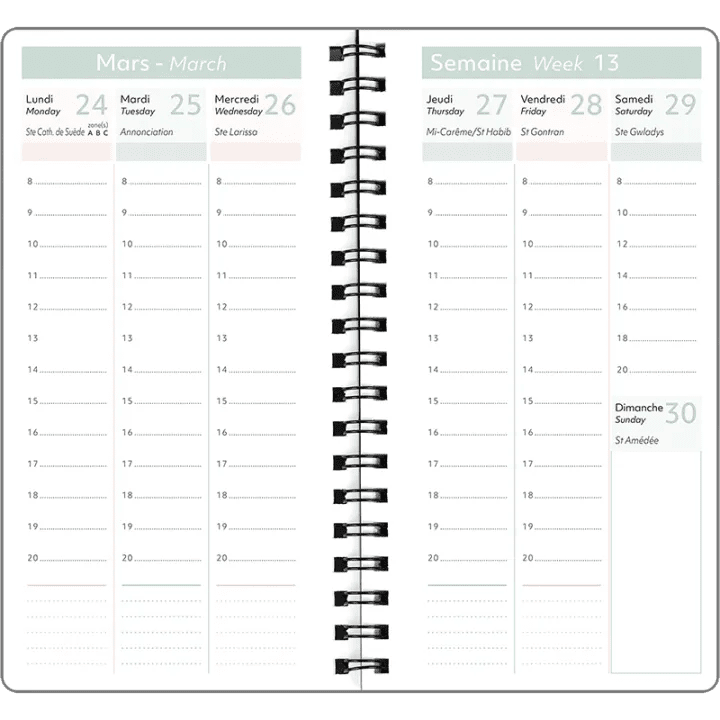 Agenda 2027 OBERTHUR Primrose - 9 x 16,5 cm - 1 semaine sur 2 pages - Orientation verticale - Violet - 3664447229430