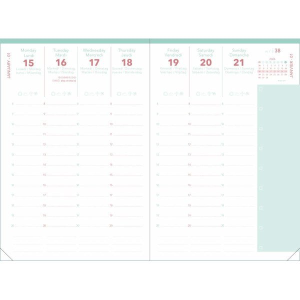 Agenda 2027 QUO VADIS Affaires Color - 10 x 15 cm - 1 semaine sur 2 pages - Orientation verticale - Susan aubergine - 3371010546398