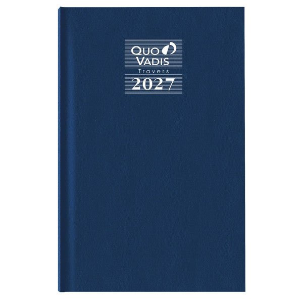 Agenda 2027 QUO VADIS Travers - 13 x 21 cm - 1 jour par page - Orientation horizontale - Korex bleu - 3371010486205