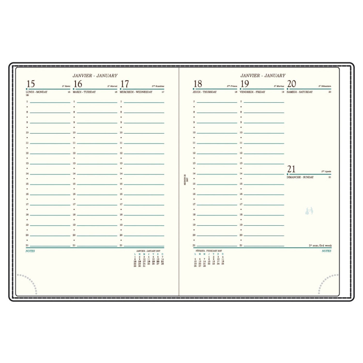 Agenda MIGNON A22 - 16 x 23,2 cm - 1 semaine sur 2 pages - Orientation verticale - Bornéo figue