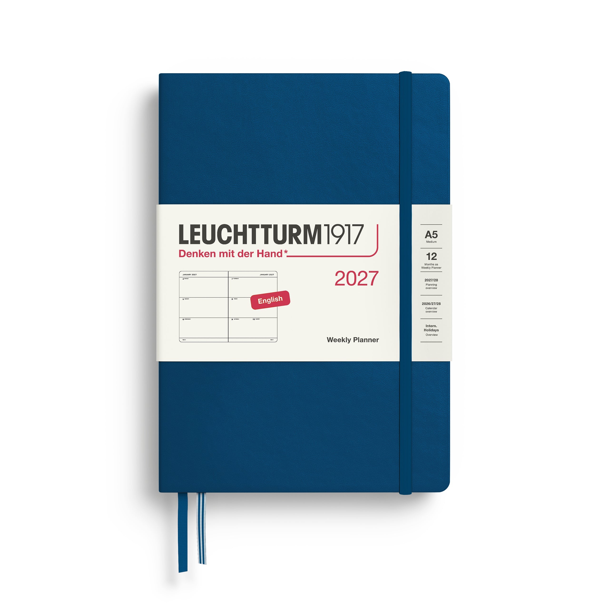 Agenda Semainier 2027 LEUCHTTURM1917, Anglais - A5 - Hardcover - Indigo - 4070292002606