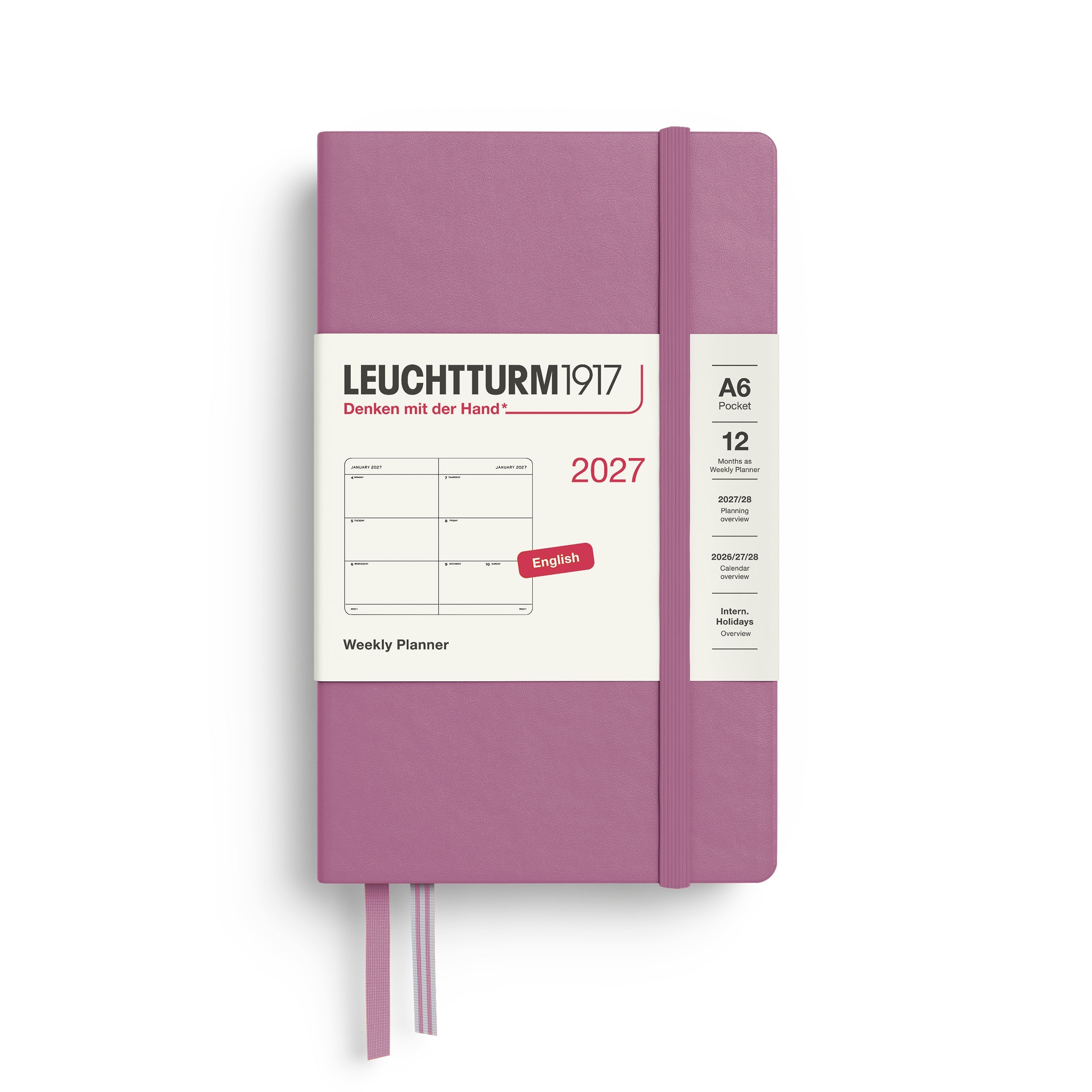 Agenda Semainier 2027 LEUCHTTURM1917, Anglais - A6 - Hardcover - Dusty Rose - 4070292002699