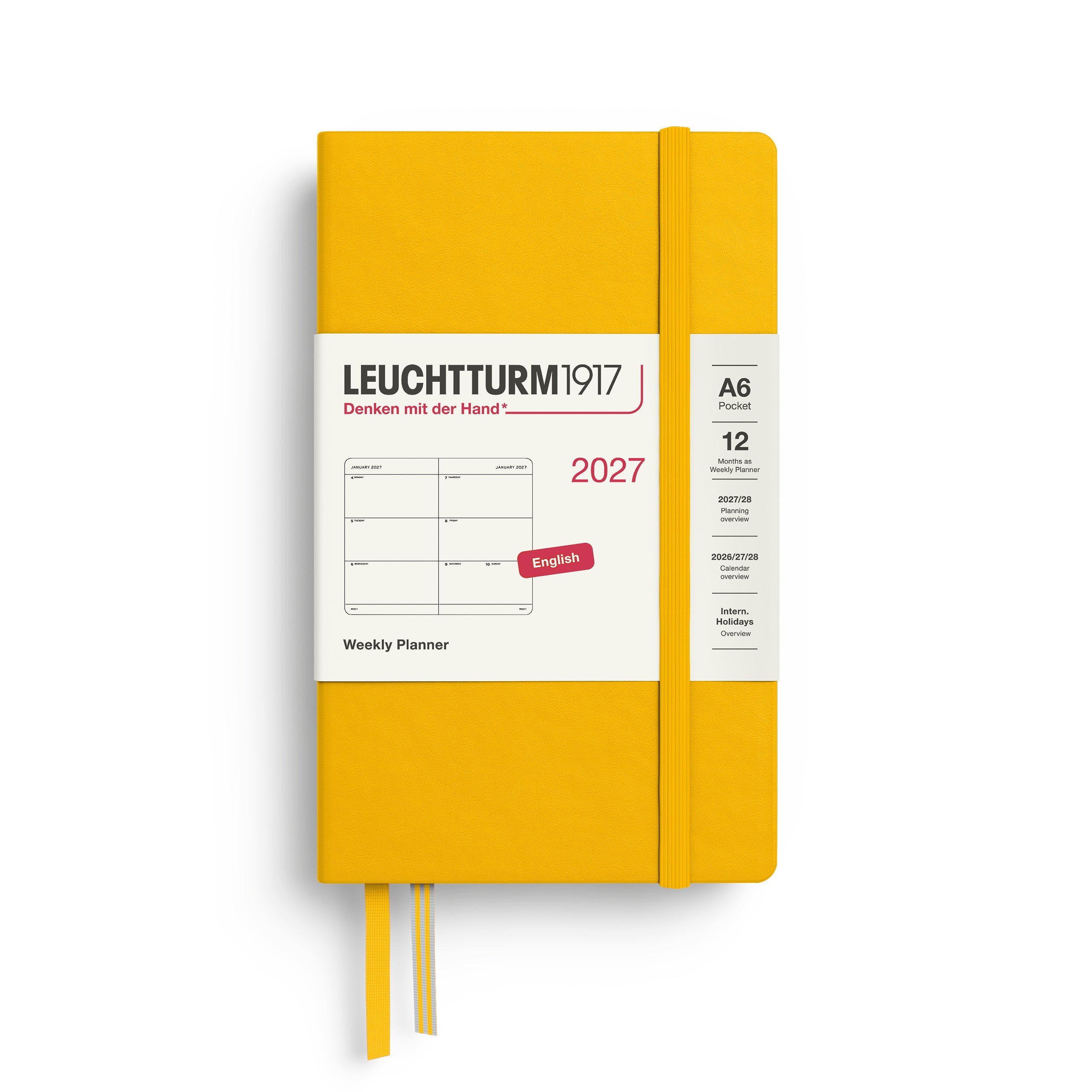 Agenda Semainier 2027 LEUCHTTURM1917, Anglais - A6 - Hardcover - Sunflower - 4070292002712