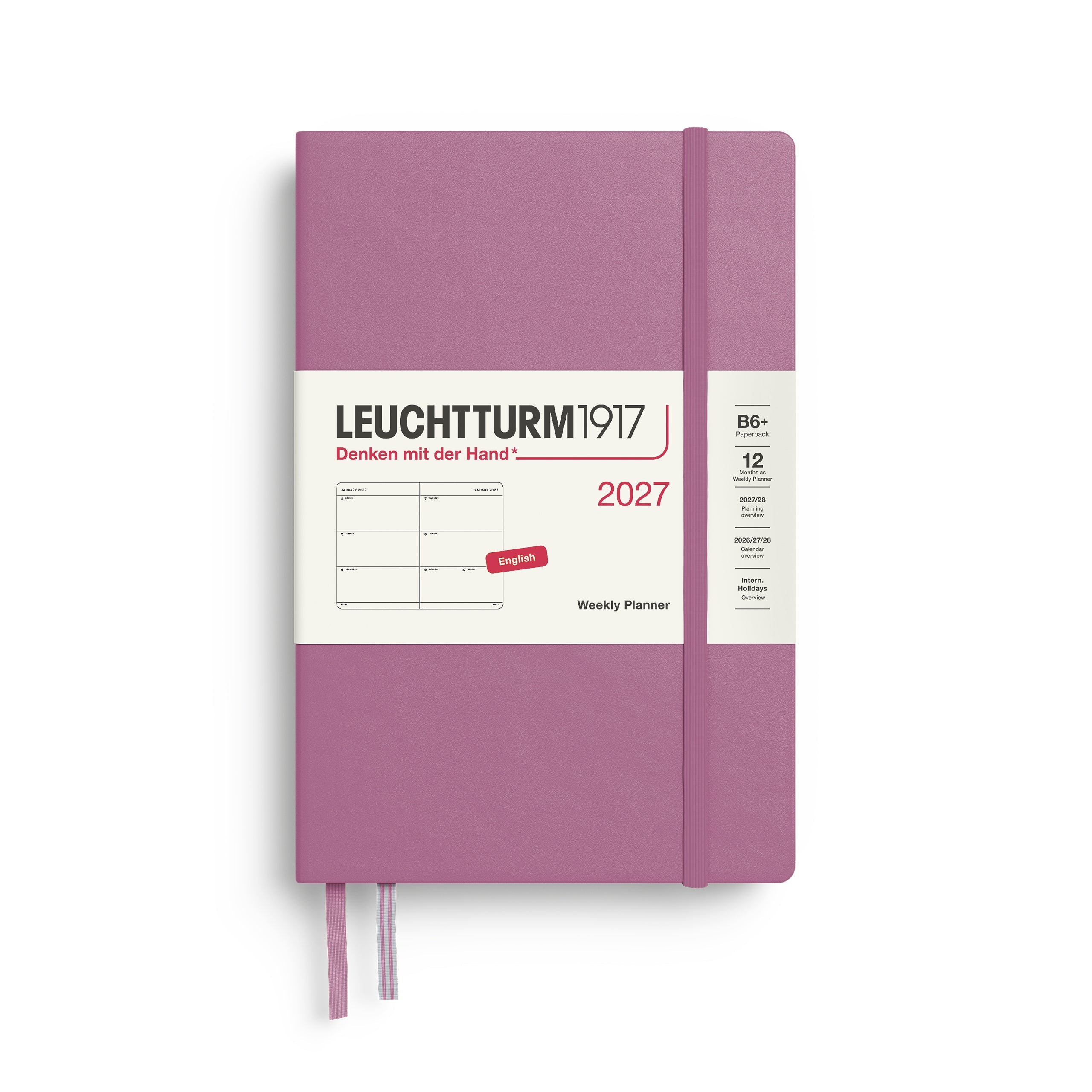 Agenda Semainier 2027 LEUCHTTURM1917, Anglais - B6+ - Hardcover - Dusty Rose - 4070292002620