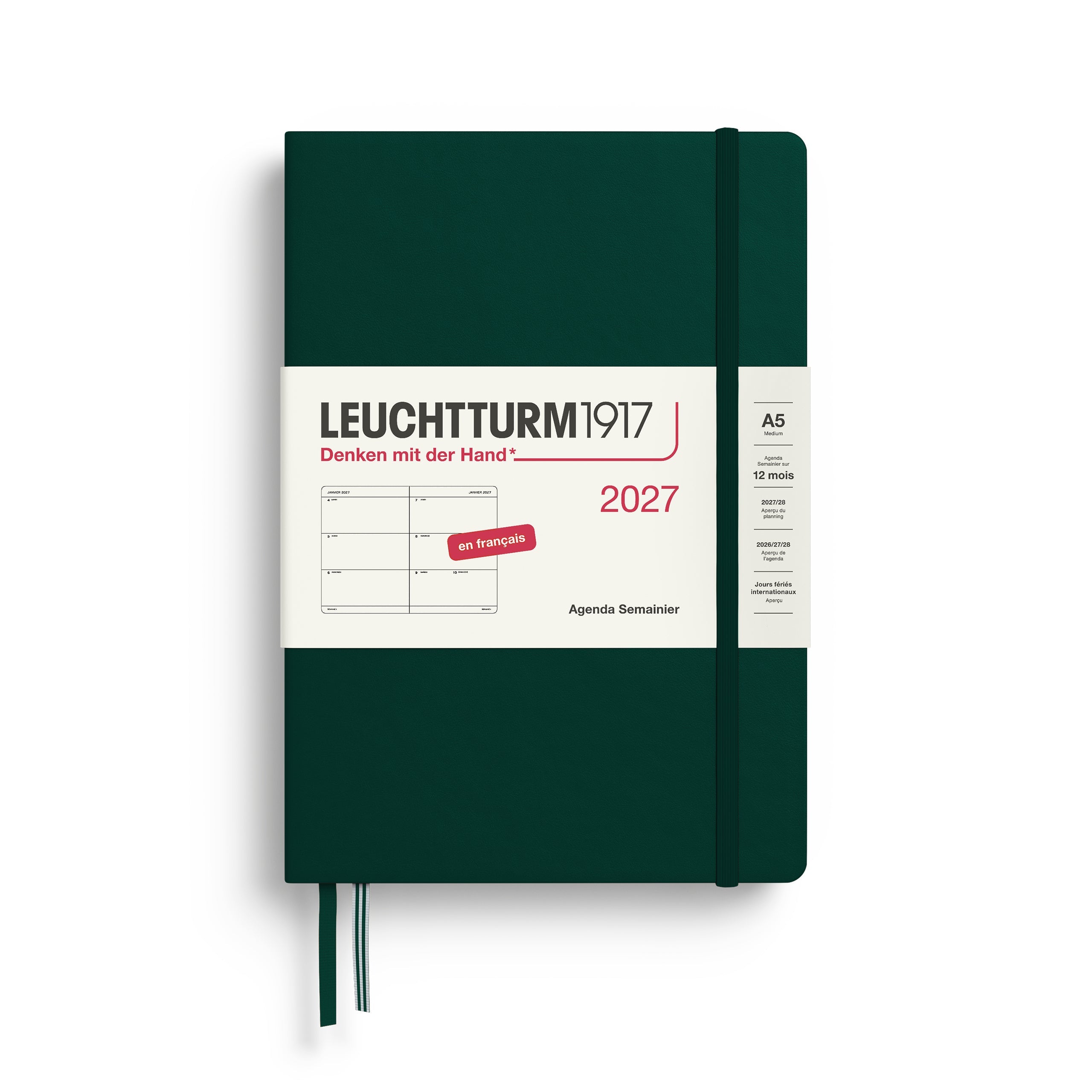 Agenda Semainier 2027 LEUCHTTURM1917, Français - A5 - Hardcover - Forest Green - 4070292003917