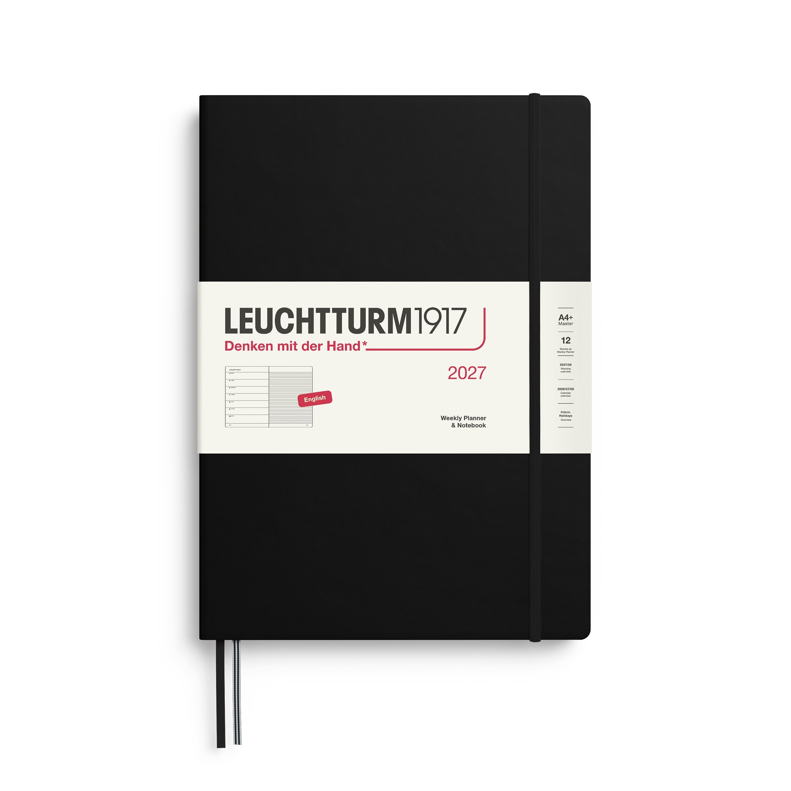Agenda Semainier & Note Ligné 2027 LEUCHTTURM1917, Anglais - A4+ - Hardcover - Black - 4070292001890