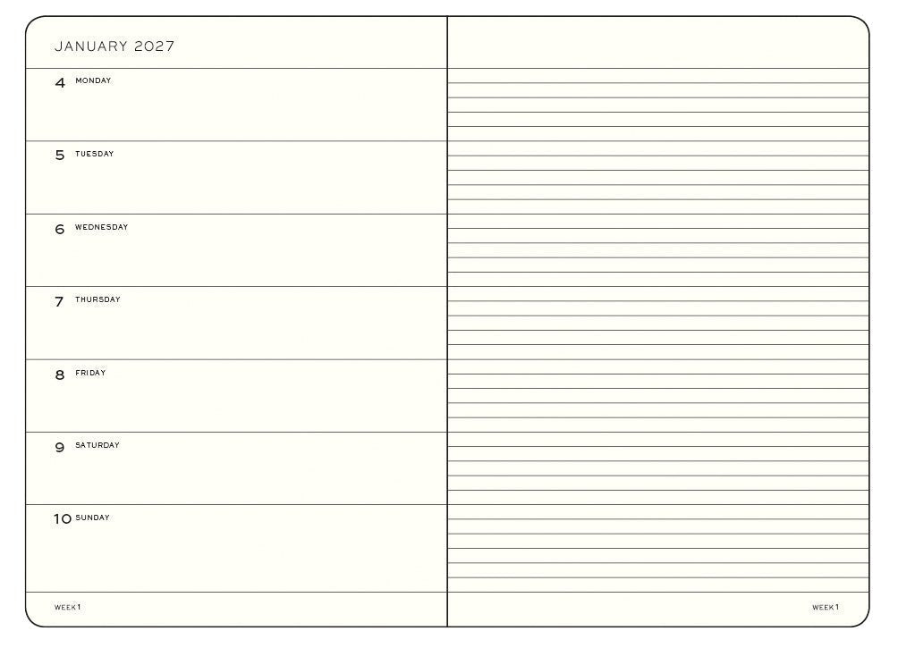 Agenda Semainier & Note Ligné 2027 LEUCHTTURM1917, Anglais - A5 - Hardcover - Spring Leaf - 4070292002064