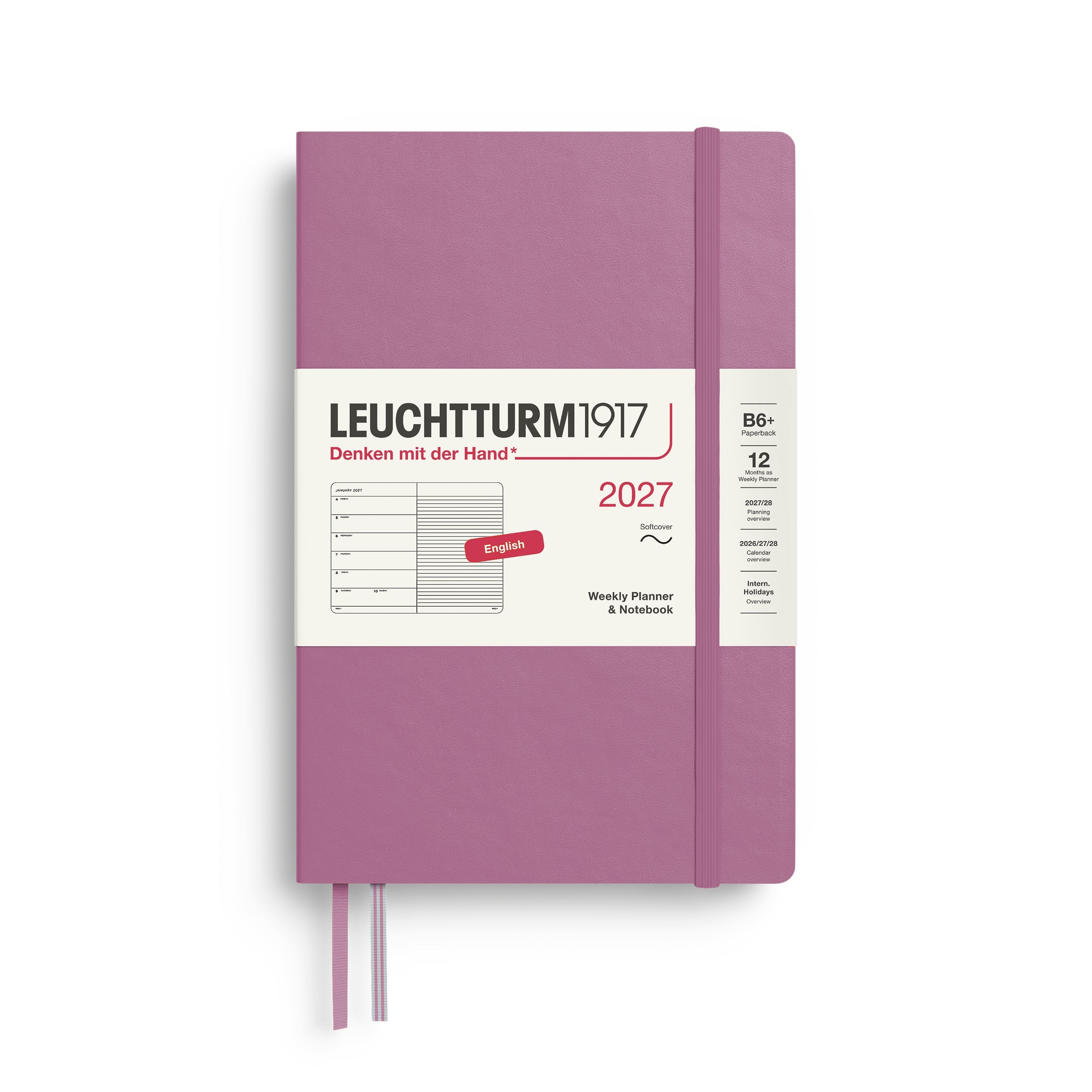 Agenda Semainier & Note Ligné 2027 LEUCHTTURM1917, Anglais - B6+ - Softcover - Dusty Rose - 4070292002309